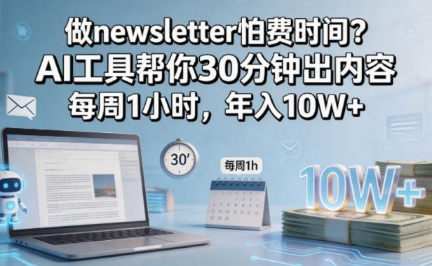 做newsletter怕费时间？AI工具帮你30分钟出内容，每周1小时，年入10W+！【原创双语字幕】