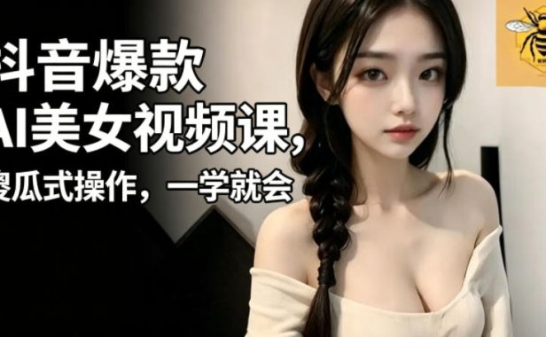 抖音爆款AI美女视频课,傻瓜式操作,一学就会,1个小就能上手