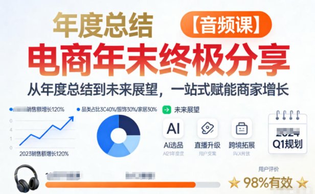 电商年未终极分享，从年度总结到未来展望，一站式赋能商家增长【音频课】