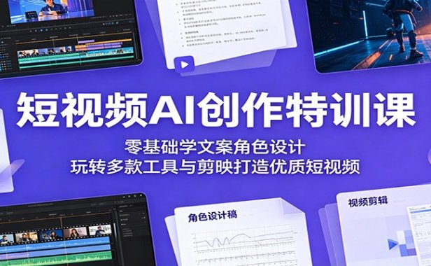 短视频AI创作特训课：零基础学文案角色设计，玩转多款工具与剪映打造优质短视频