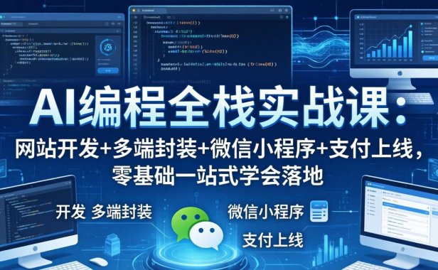 AI编程全栈实战课:网站开发+多端封装+微信小程序+支付上线,零基础一站式学会落地
