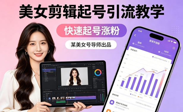 某美女号导师出品:美女剪辑起号引流教学,快速起号涨粉
