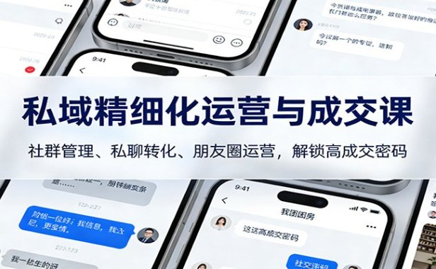 私域精细化运营与成交课：社群管理、私聊转化、朋友圈运营，解锁高成交密码