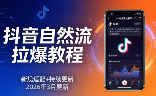 抖音自然流拉爆教程:新规适配+持续更新,话术+投放+起号一站式实战教学(更新26年3月