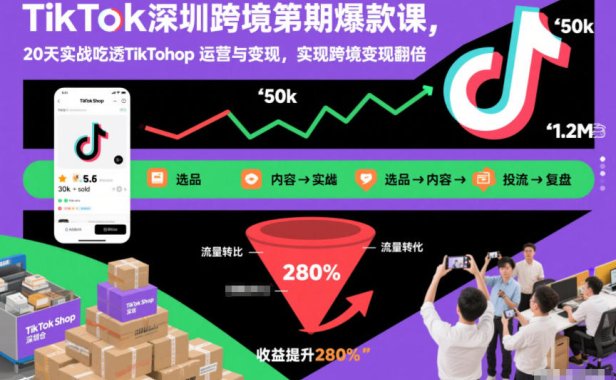 TikTok深圳跨境第2期爆款课,20天实战吃透TikTok Shop运营与变现,实现跨境变现翻倍