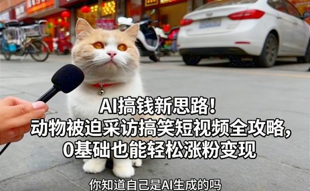 AI搞钱新思路！动物被迫采访搞笑短视频全攻略，0基础也能轻松涨粉变现