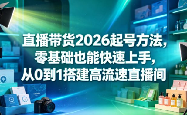 直播带货2026起号方法，零基础也能快速上手，从0到1搭建高流速直播间