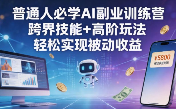 普通人必学AI副业训练营跨界技能+高阶玩法轻松实现被动收益