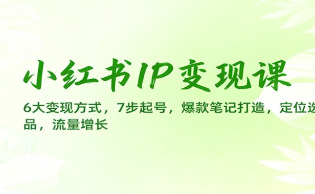 小红书IP变现课：6大变现方式，7步起号，爆款笔记打造，定位选品，流量增长