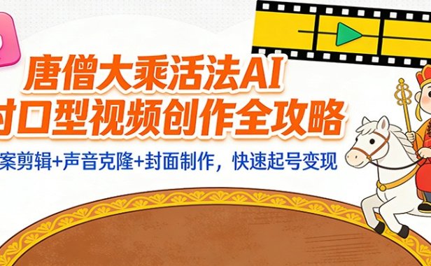 “大乘活法”AI对口型视频创作全攻略:文案剪辑+声音克隆+封面制作,快速起号变现