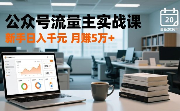 公众号流量主实战课-更新26年3月,爆文写作、流量池运营、多平台分发,新手日入千元月赚5w+
