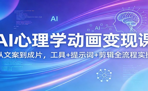 AI心理学动画变现课：从文案到成片，工具+提示词+剪辑全流程实操