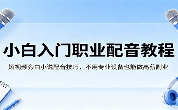 小白入门职业配音教程，短视频旁白小说配音技巧，不用专业设备也能做高薪副业