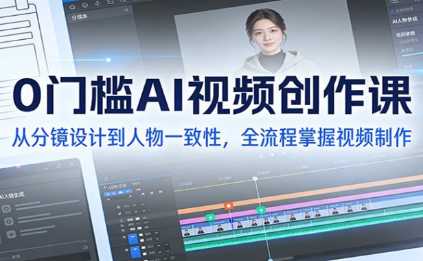 0门槛AI视频创作课：从分镜设计到人物一致性，全流程掌握视频制作