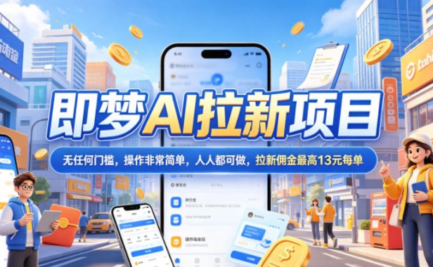 2026年即梦AI拉新项目最新玩法,无任何门槛,操作非常简单,人人都可做,拉新佣金最高13元每单