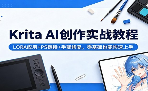 Krita AI创作实战教程：LORA应用+PS链接+手部修复，零基础也能快速上手