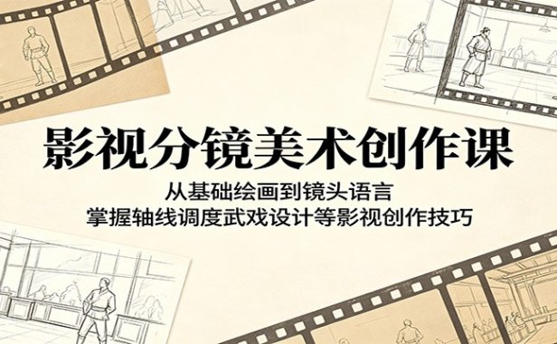 影视分镜美术创作课:从基础绘画到镜头语言,掌握轴线调度武戏设计等影视创作技巧