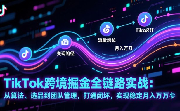 TikTok跨境掘金全链路实战:从算法、选品到团队管理,打通闭环,实现稳定月入万刀