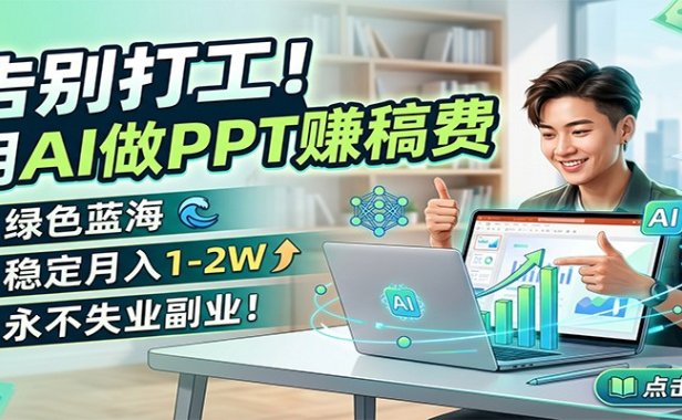 告别打工！用AI做PPT赚稿费，绿色蓝海，稳定月入1-2W，永不失业副业！