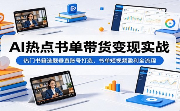 AI热点书单带货变现实战:热门书籍选题垂直账号打造,书单短视频盈利全流程