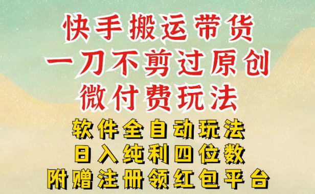 快手搬运带货，一刀不剪过原创，微付费玩法，软件全自动玩法，日入纯利四位数【揭秘】