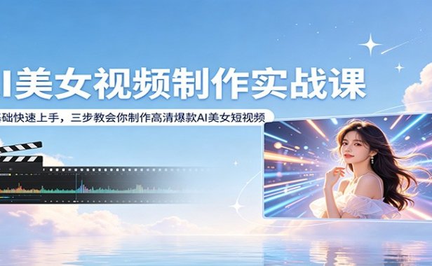 AI美女视频制作实战课:零基础快速上手,三步教会你制作高清爆款AI美女短视频