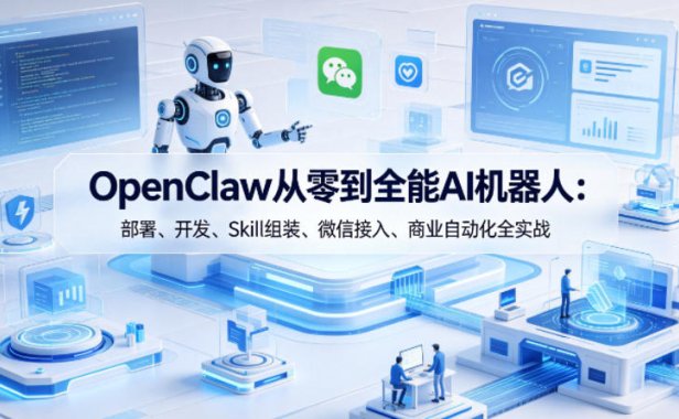 OpenClaw从零到全能AI机器人：部署、开发、Skill组装、微信接入、商业自动化全实战