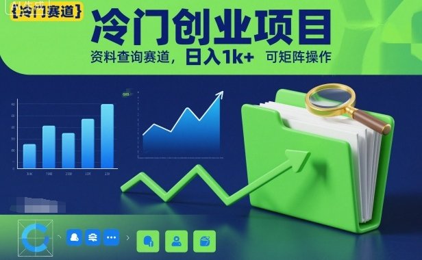 冷门创业项目,资料查询赛道,日入1k+,可矩阵操作