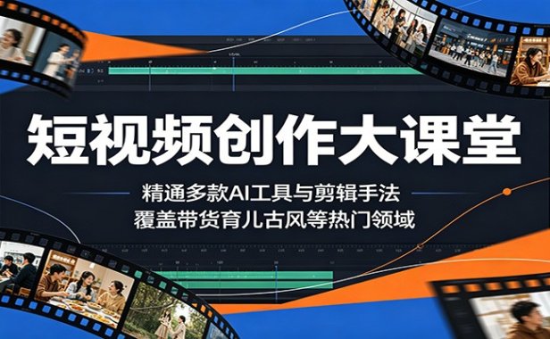 短视频创作大课堂：精通多款AI工具与剪辑手法，覆盖带货、育儿、古风等热门领域