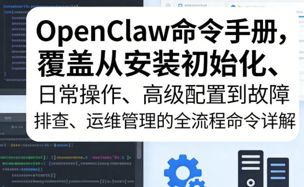 OpenClaw命令手册，覆盖从安装初始化、日常操作、高级配置到故障排查、运维管理的全流程命令详解