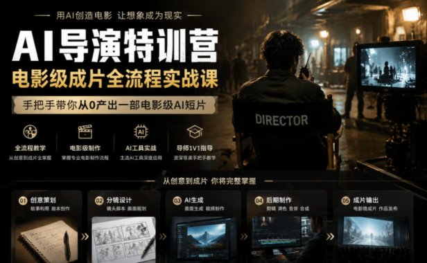 AI导演特训营，电影级成片全流程实战课，手把手带你从0产出一部电影级AI短片