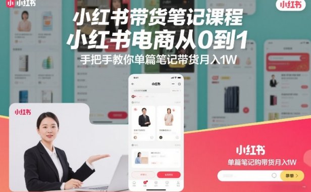 小红书带货笔记课程,小红书电商从0到1,手把手教你单篇笔记带货月入1W