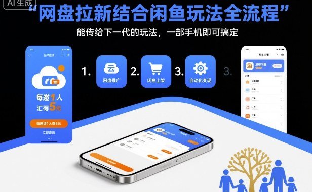 网盘拉新结合闲鱼玩法全流程,能传给下一代的玩法,一部手机即可搞定(附入口渠道以及实操教程)