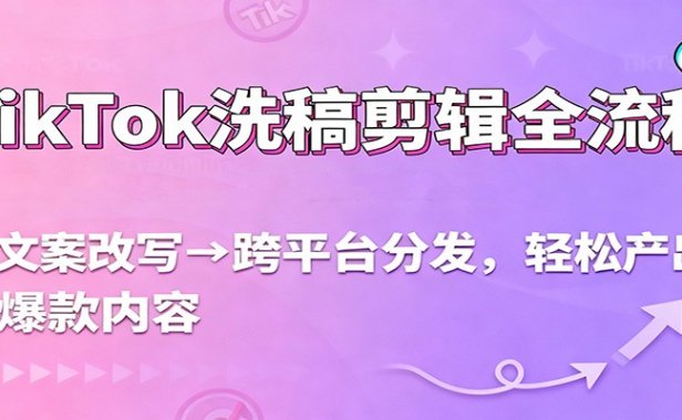 TikTok洗稿剪辑全流程,从文案改写到跨平台分发,轻松产出爆款内容,流量翻倍不是梦