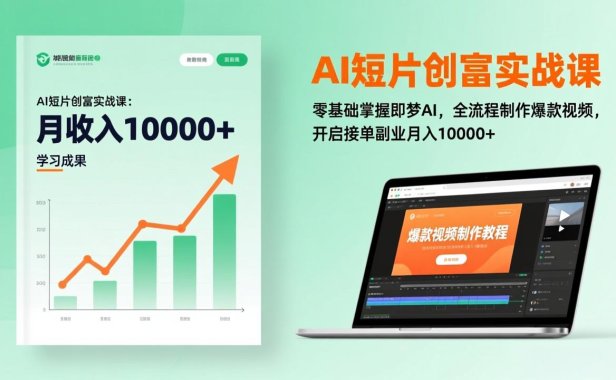 AI短片创富实战课:零基础掌握即梦AI,全流程制作爆款视频,开启接单副业月入10000+(更新