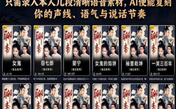 第一人称声音克隆影视玩法，只需录入本人几段清晰语音素材，AI便能复刻你的声线、语气与说话节奏