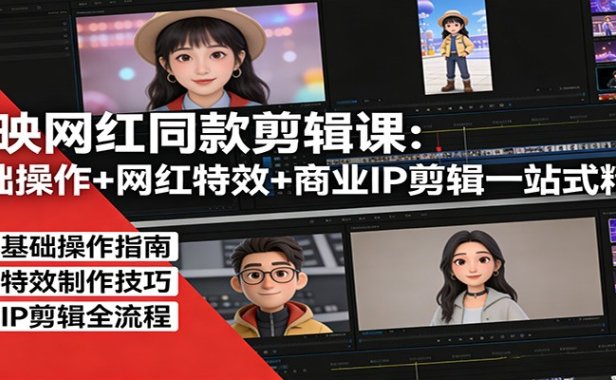 剪映网红同款剪辑：基础操作+网红特效+商业IP剪辑一站式精通