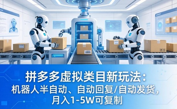 拼多多虚拟类目新玩法：机器人半自动、自动回复 /自动发货，月入 1-5W 可复制