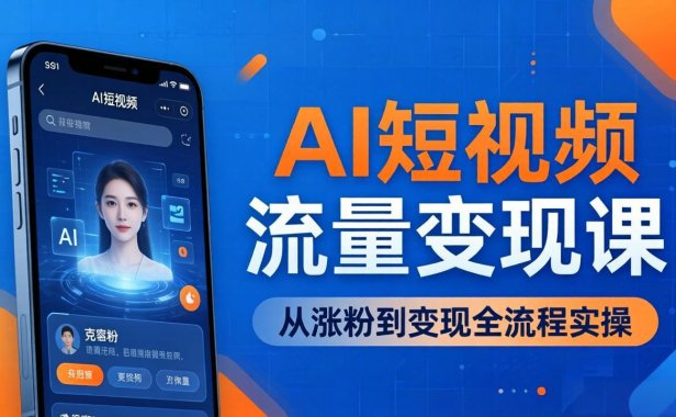 AI短视频流量变现课：一部手机玩转数字人克隆+爆款制作，从涨粉到变现全流程实操
