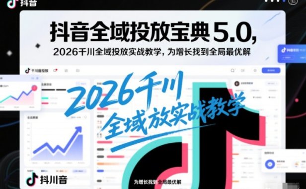 抖音全域投放宝典5.0,2026千川全域投放实战教学,为增长找到全局最优解