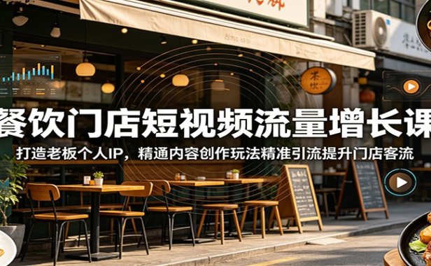 餐饮门店短视频流量增长课：打造老板个人IP，精通内容创作玩法精准引流提升门店客流