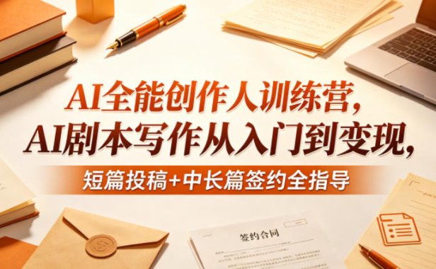 AI全能创作人训练营，AI剧本写作从入门到变现，短篇投稿+中长篇签约全指导