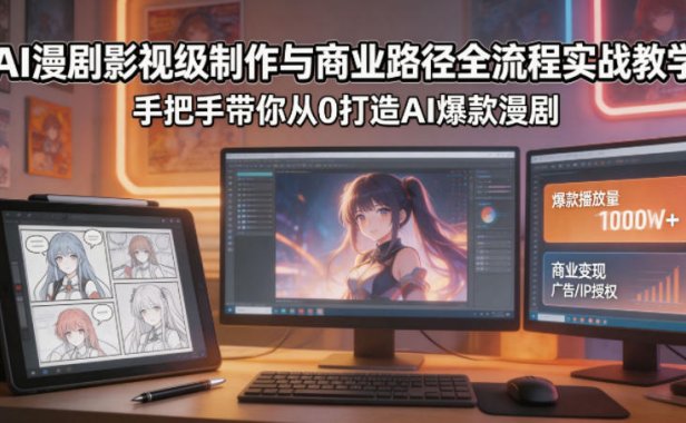 AI漫剧影视级制作与商业路径全流程实战教学，手带你从0打造AI爆款漫剧