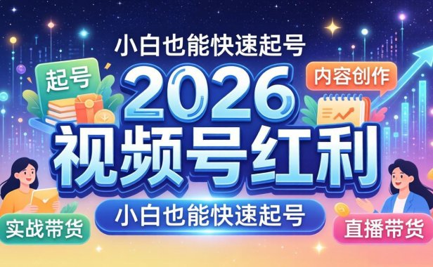 2026视频号红利实战营，大佬亲授起号、内容、直播、IP、投流、私域、矩阵全套落地打法