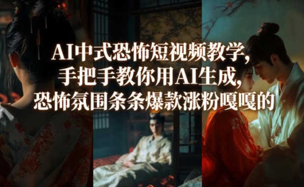 AI中式恐怖短视频教学，手把手教你用AI生成，恐怖氛围条条爆款涨粉嘎嘎的