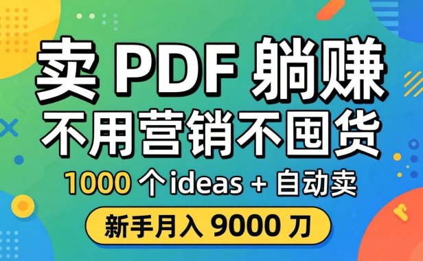 卖 PDF 躺赚？不用营销不囤货，1000 个 ideas + 自动卖，新手月入 9000 刀【原创双语字幕】