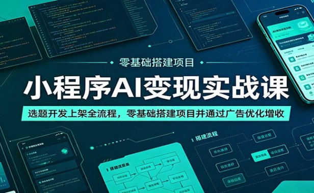 小程序AI变现实战课:选题开发上架全流程,零基础搭建项目并通过广告优化增收