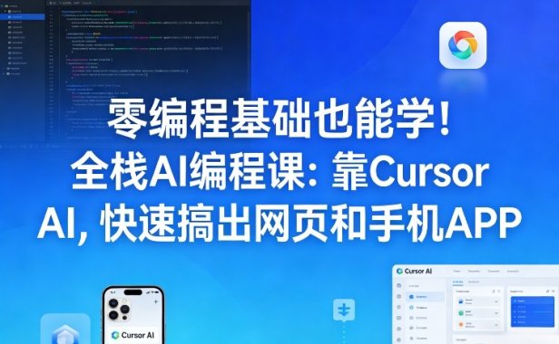 零编程基础也能学！全栈AI编程课：靠Cursor AI，快速搞出网页和手机APP