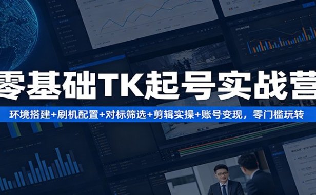 零基础TK起号实战营：环境搭建+ 刷机配置+对标筛选+剪辑实操+账号变现，零门槛玩转