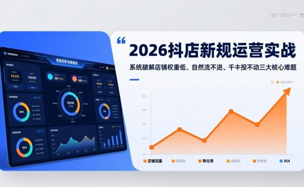 2026抖店新规运营实战:系统破解店铺权重低、自然流不进、千川投不动三大核心难题